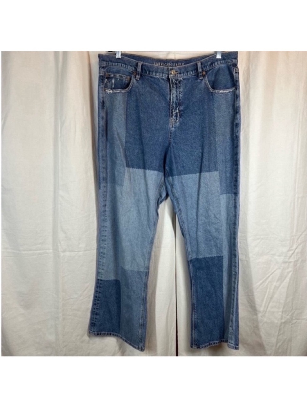 American eagle 90s mid rise patchwork boot cut distressed jeans